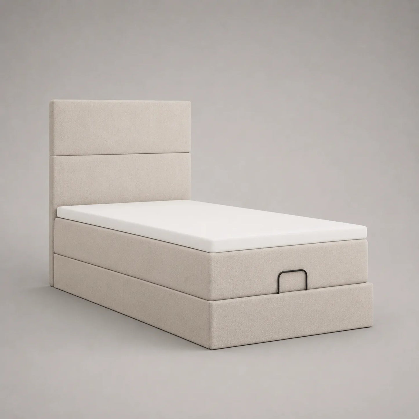 Einzelbett mit Polyesterbezug, Beige, 200x90 cm
