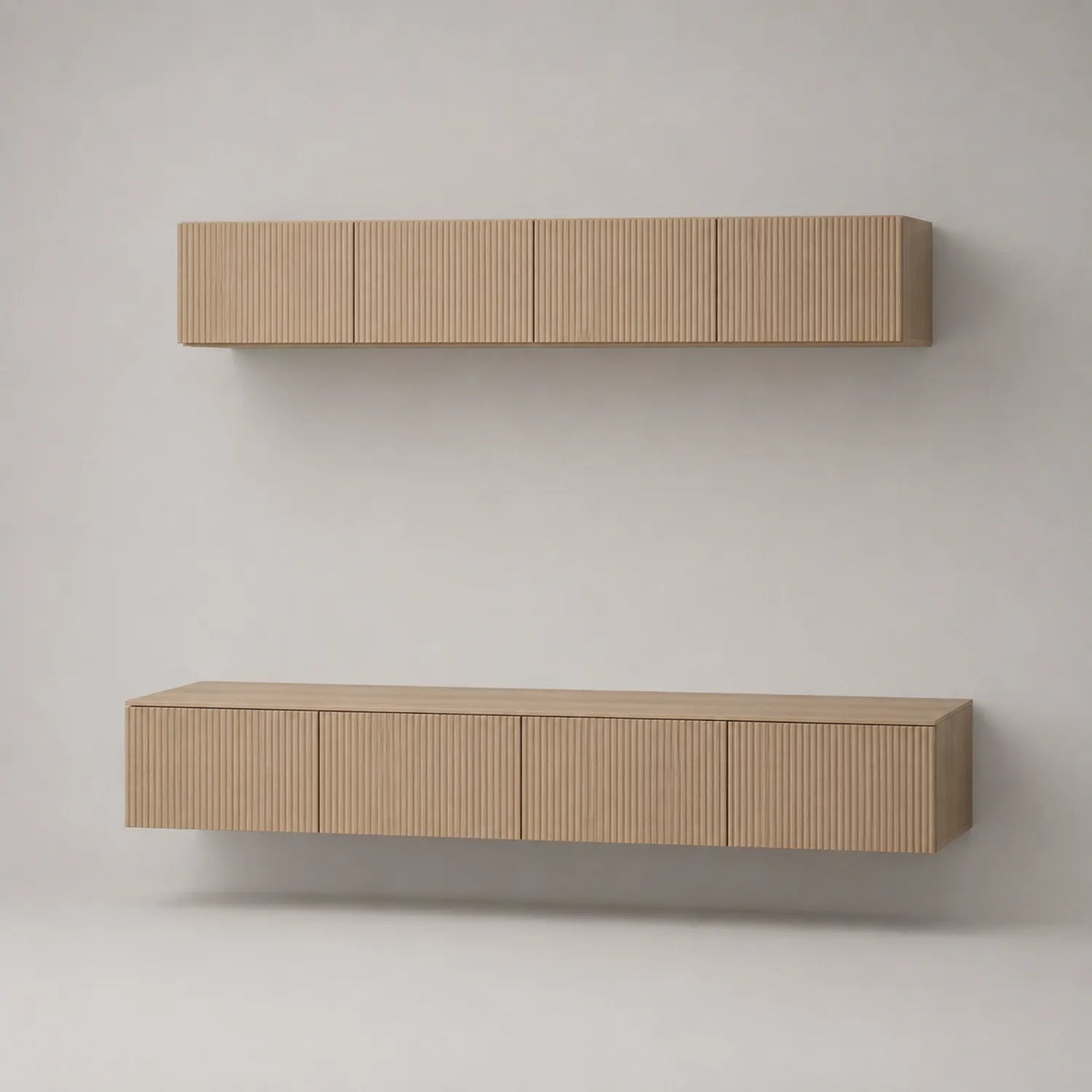 Hängendes TV-Regalset aus Eichenholz mit Streifenmuster 180 cm