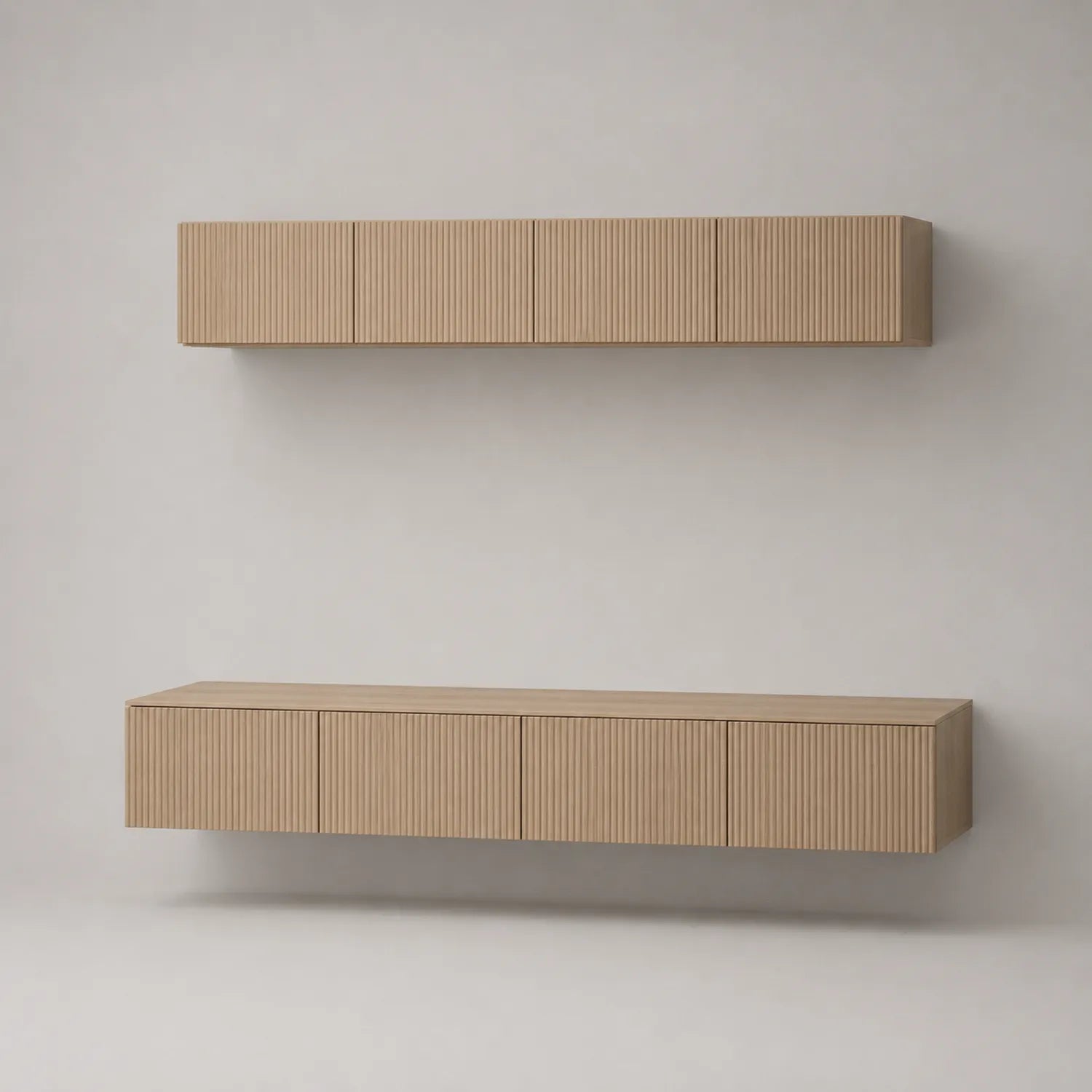 Hängendes TV-Regalset aus Eichenholz mit Streifenmuster 180 cm