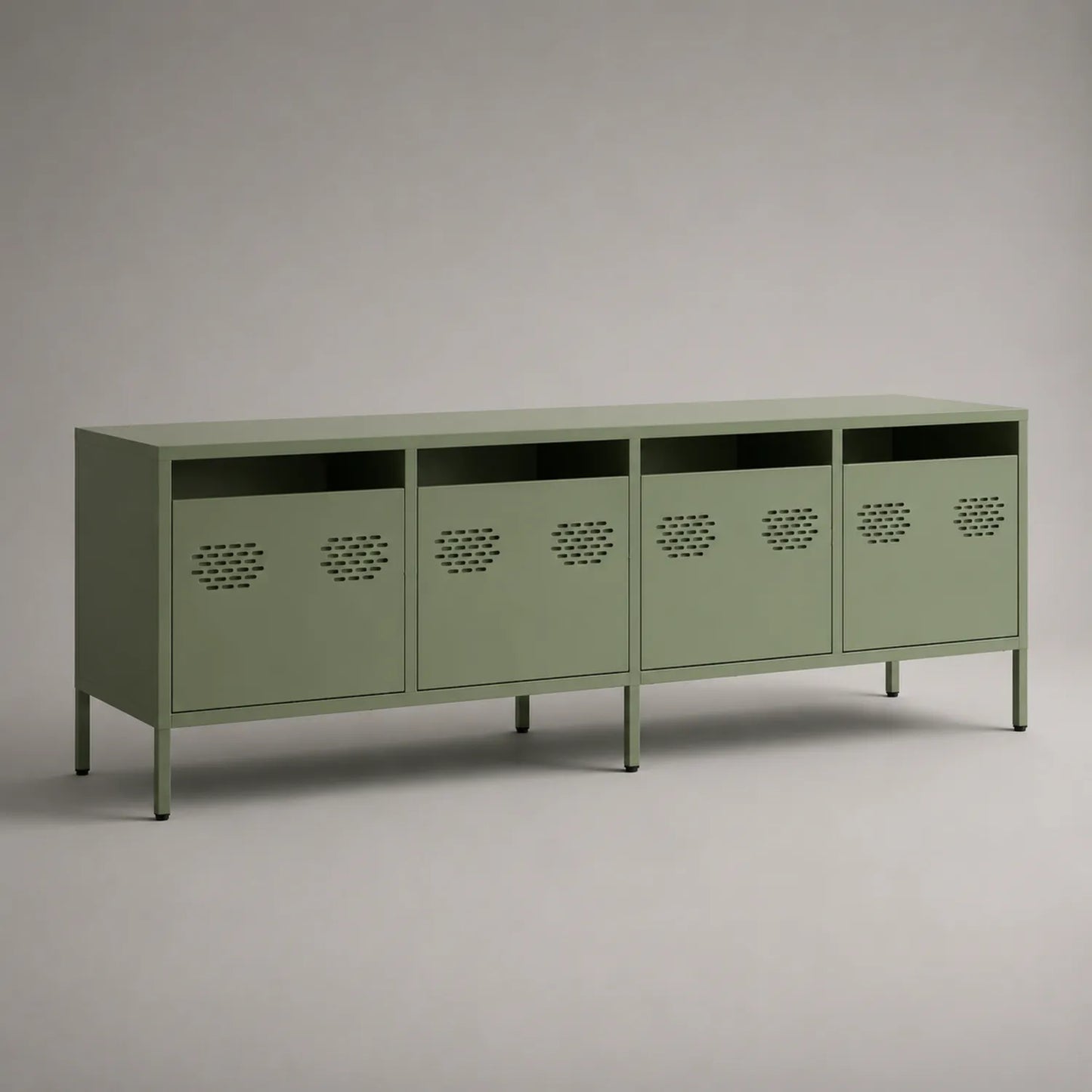 TV-Schrank aus Stahl mit 4 Türen Grün 150x40x60cm