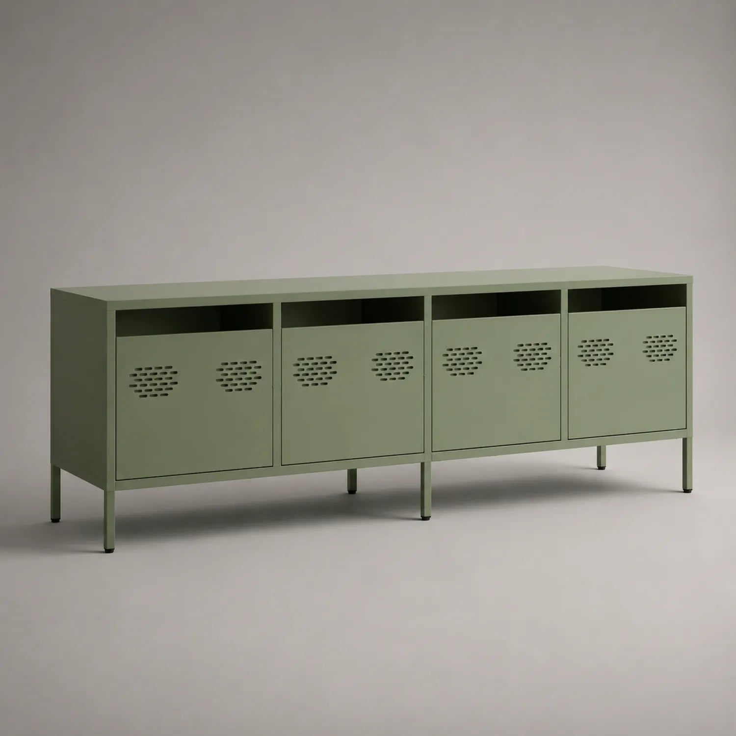 TV-Schrank aus Stahl mit 4 Türen Grün 150x40x60cm