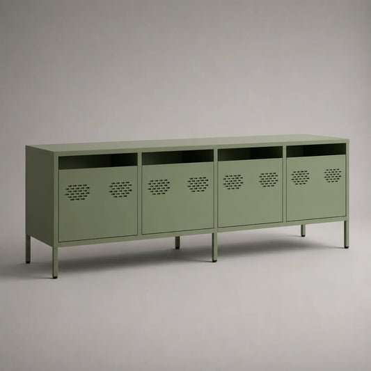 TV-Schrank aus Stahl mit 4 Türen Grün 150x40x60cm