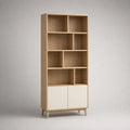 Holz Bücherregal mit Türen MDF Eichenfurnier 180cm