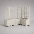 L-förmiges Pflanzkübel-Set mit Rankgitter Beige Polypropylen 120x30x150 cm
