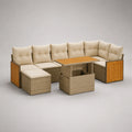 Rattan Ecksofa Set mit Tisch und Kissen Beige