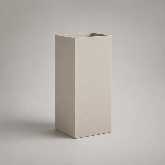 Quadratisches Pflanzgefäß aus Faserbeton Beige 30x30x80 cm