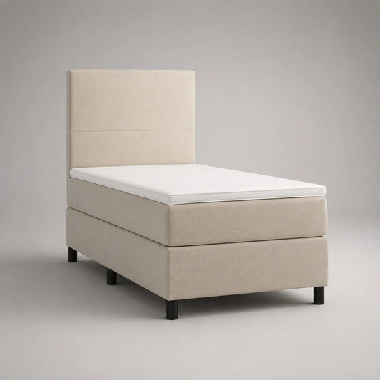 Einzelbett aus Holz mit Stoffbezug 200x90 cm