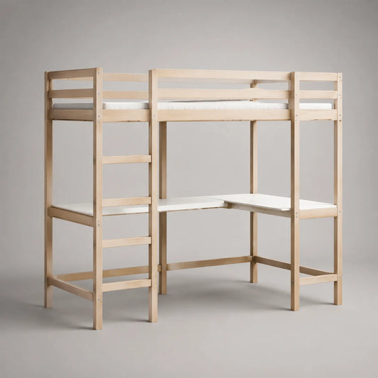 Hochbett mit integriertem Schreibtisch aus Holz und MDF 200x90 cm