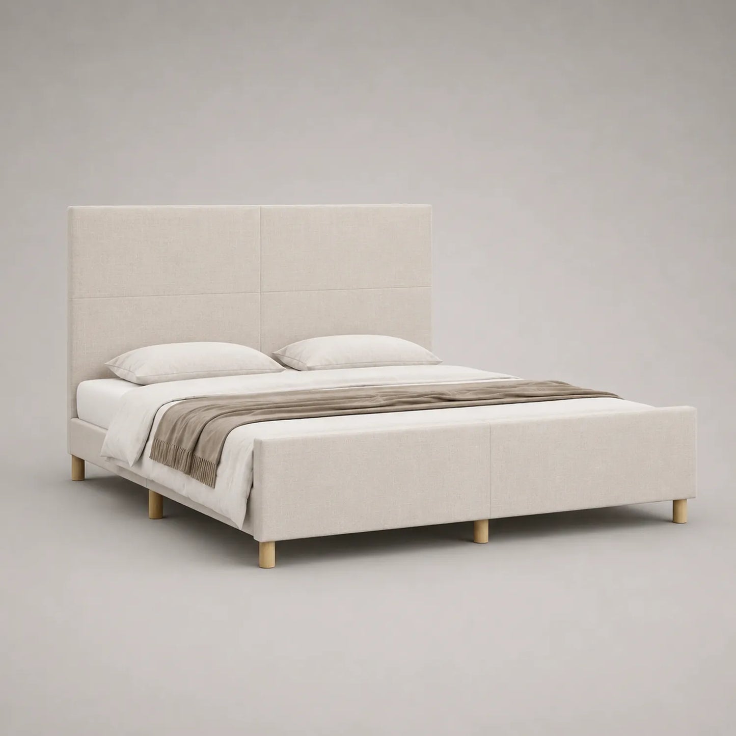 Polsterbett Leinen Beige mit Holzrahmen 200x160 cm