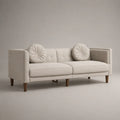 Beiges Zweisitzer Sofa aus Stoff mit Rundkissen