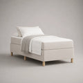 Stoff Einzelbett Beige mit Holzbeinen