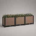 Pflanzgefäße Set rechteckig Holzoptik Kunststoff Stahl 120x40x50 cm