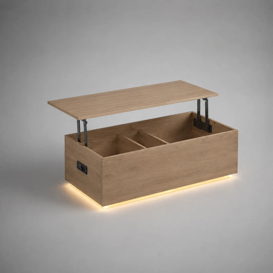 Holztisch mit Hebefunktion und LED 100x50x45 cm