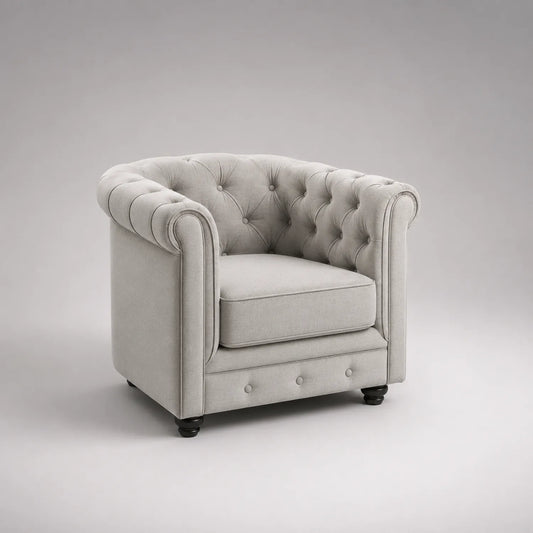 Polster Chesterfield Sessel Hellgrau 85cm