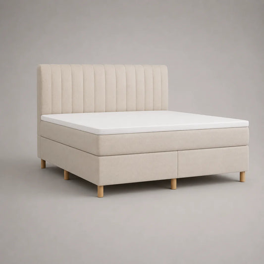 Polsterbett mit Massivholzbeinen 200x180cm Beige