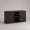 Massivholz TV-Schrank mit Schiebetüren Dunkelbraun 150x40x80 cm