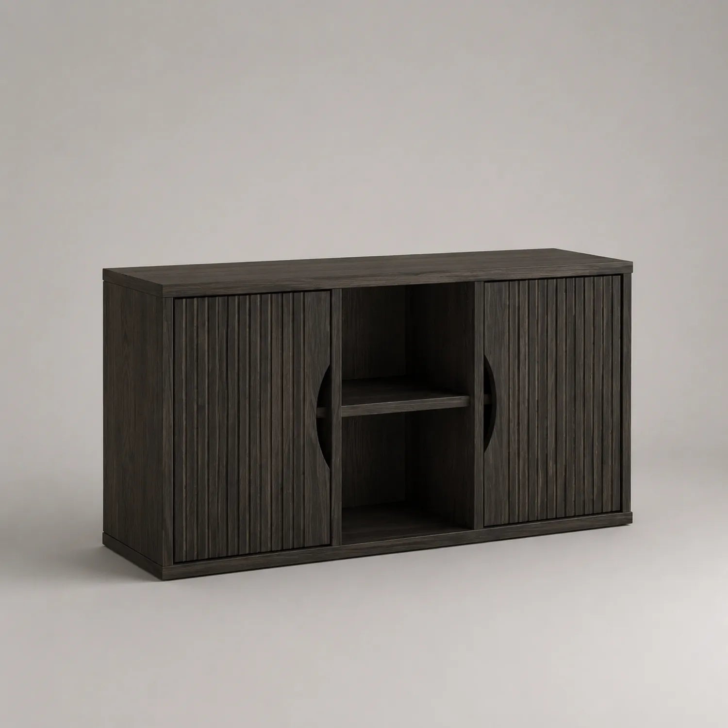 Massivholz TV-Schrank mit Schiebetüren Dunkelbraun 150x40x80 cm