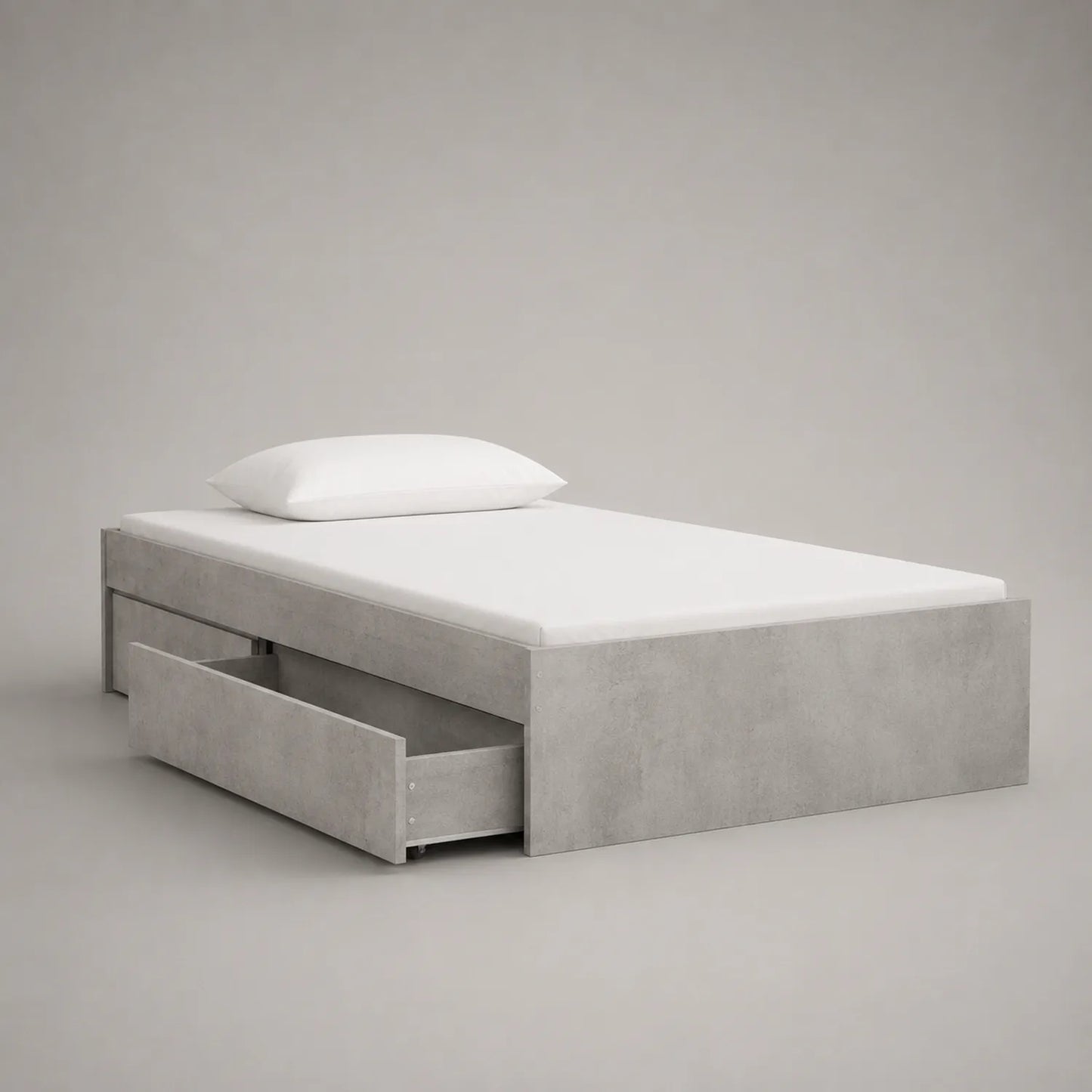 Einzelbett mit Schubladen 200x90 cm Holz Grau