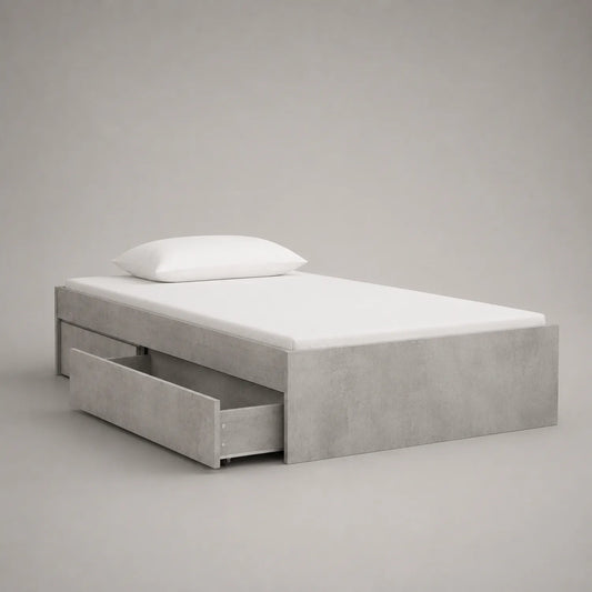 Einzelbett mit Schubladen 200x90 cm Holz Grau