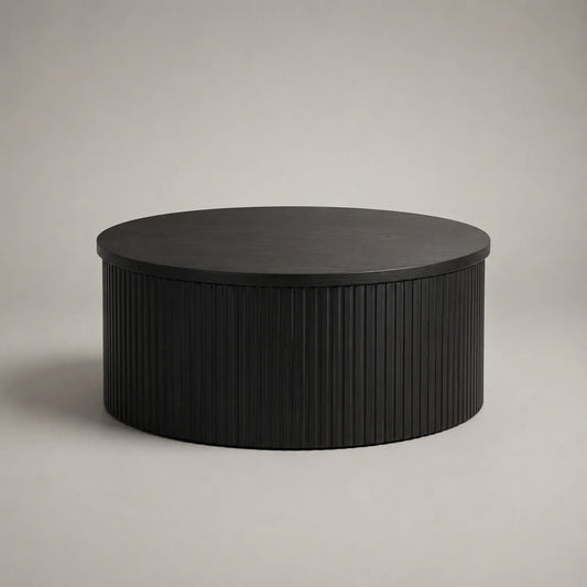 Runder Couchtisch aus MDF-Holz in Schwarz Ø100 cm
