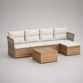 Gartenmöbel-Sofaset aus Teakholz und Polyestergewebe in Beige