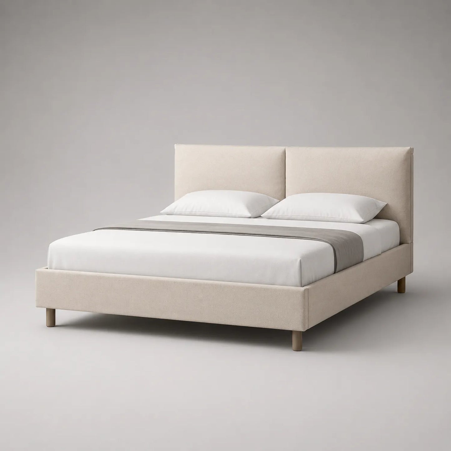Doppelbett Holz Stoff Beige 200x180 cm