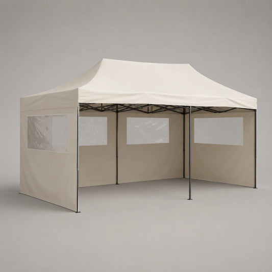 Gartenpavillon aus Polyester und Stahl 3x4,5m Beige