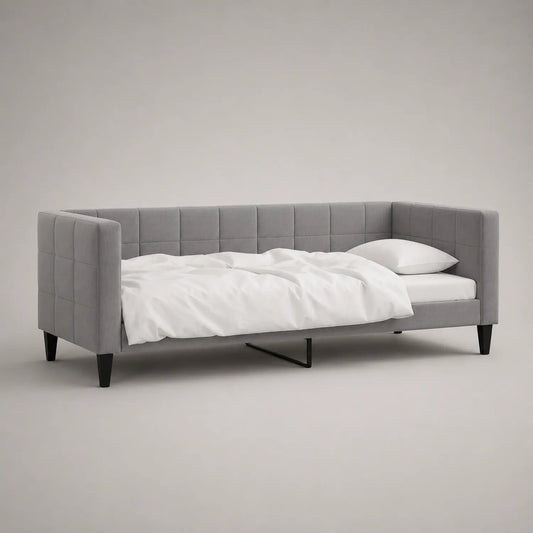 Stoff Tagesbett Grau 200x90 cm