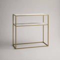 Metallrahmen Regal mit Carrara-Marmor 80x30x90cm Gold/Weiß