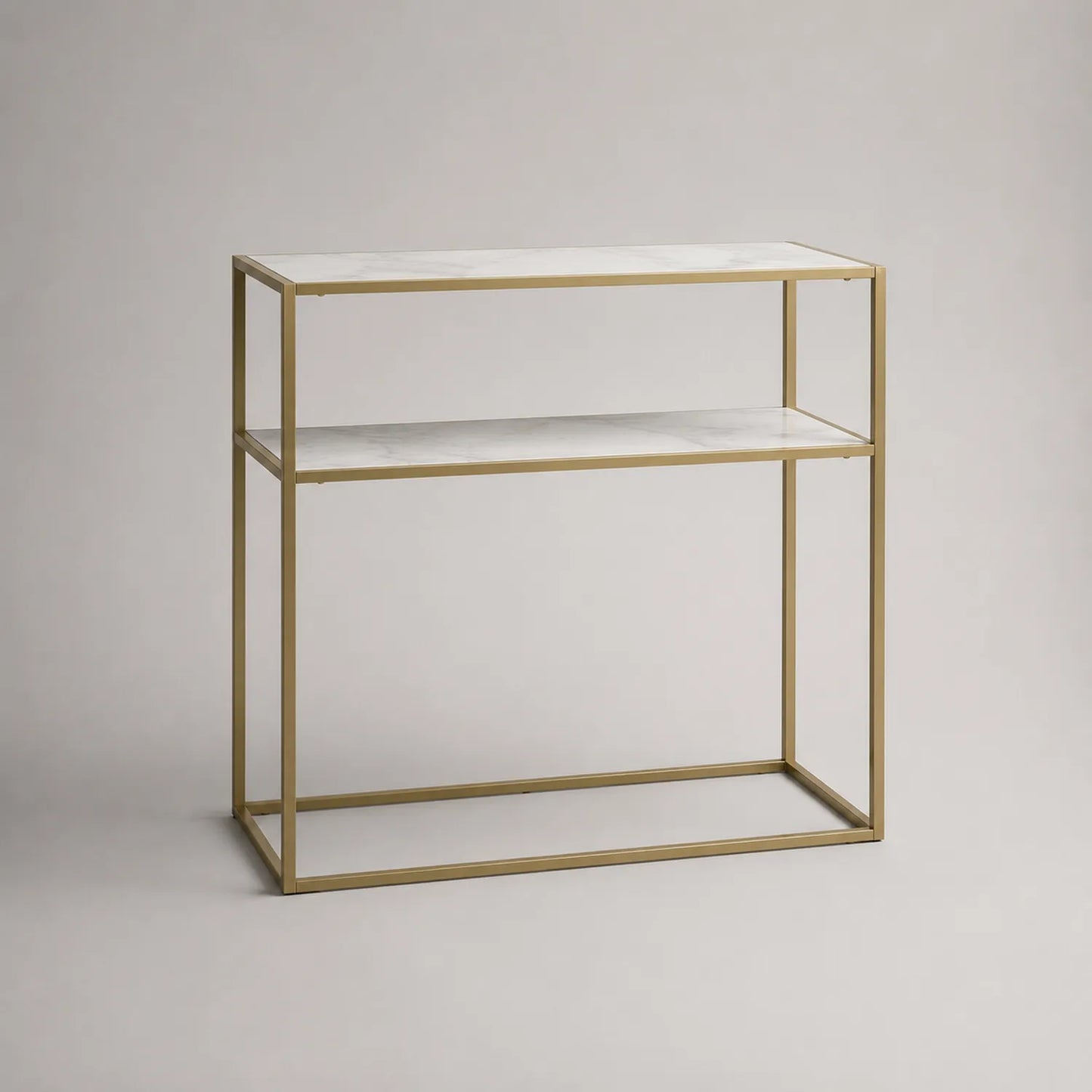 Metallrahmen Regal mit Carrara-Marmor 80x30x90cm Gold/Weiß