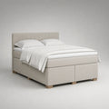 Boxspringbett 180x200 cm Beigefarbener Polyester mit Holzfüßen