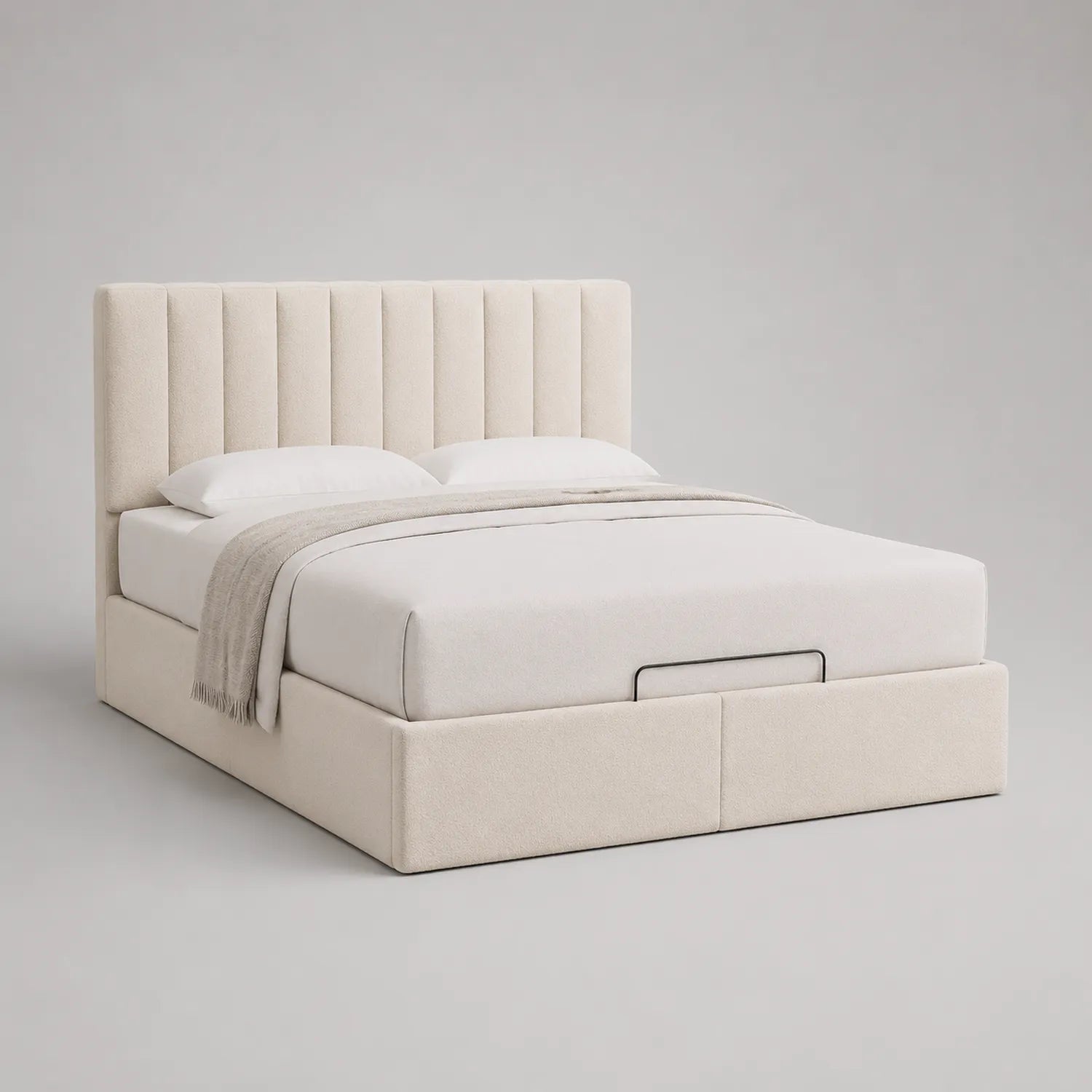 Polsterbett mit Stauraum 200x180 cm Creme