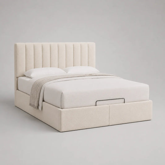 Polsterbett mit Stauraum 200x180 cm Creme