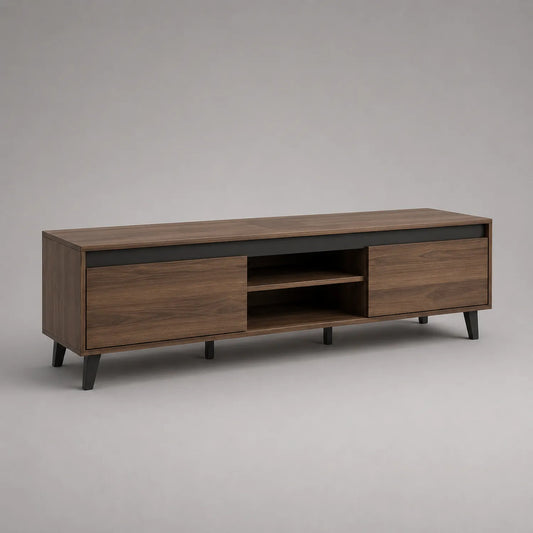 TV-Schrank Holz mit offenen Fächern und Türen 180x40x50 cm