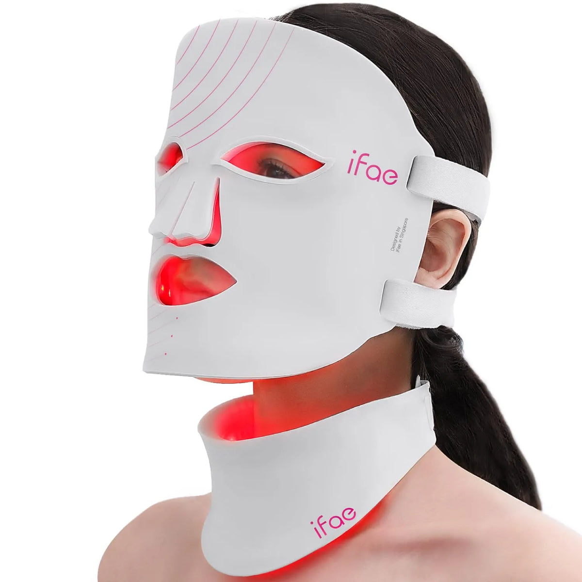 Kabellos & Wiederaufladbar, Maske Gesicht & Halsmaske aus Silikon, 7 Farben Lichtmaske, 5/10/15/20, mit Timer, für alle Hauttypen（Weiß）