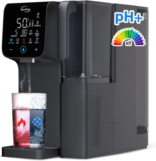 Monitor, iSpring RCD100HCG, Alkaline RO Wasserfilterspender, 9 Temperatur- & 6 Dosiervolumenoptionen