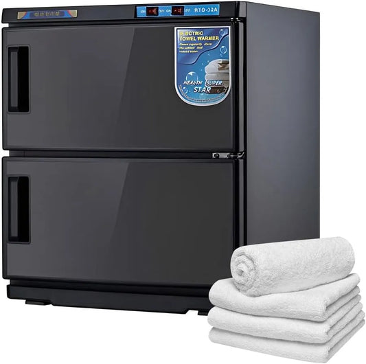 2-in-1 Handtuchwärmer, Heizung, Schrank, 50 L, Wohnzimmergestaltung, Restaurant, Wärmefunktion, Schwarz, für Schönheitssalon
