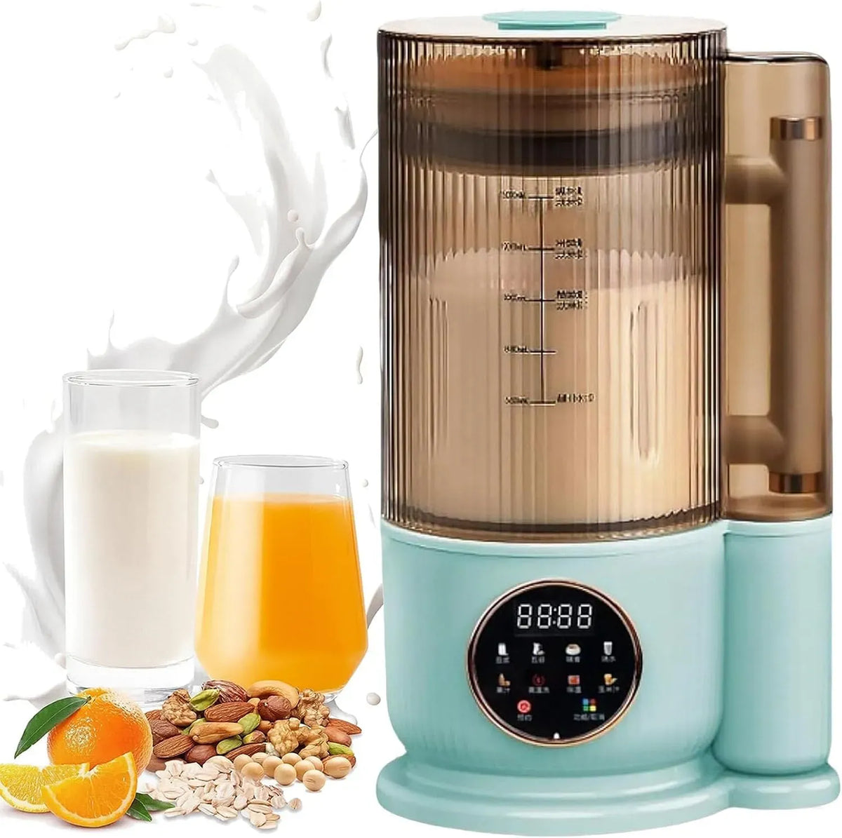 24H Sojamilchbereiter, Nussmilchmaschine, Abdeckung, 1.5 L, Timer