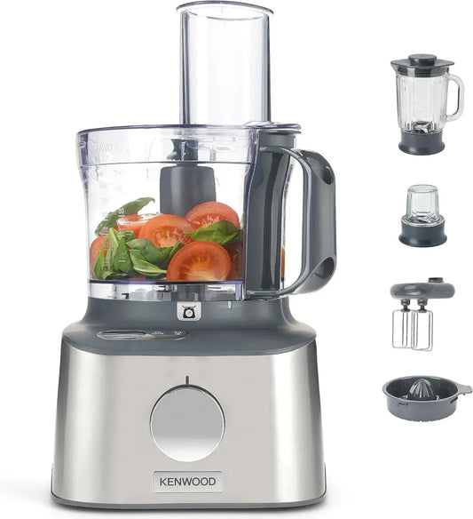 Kenwood FDM313SS Küchenmaschine, 2,1 L, 800 W, Edelstahl, Silber, 3 Arbeitsscheiben und 6 weitere Zubehör-Teile, Edelstahl Messer