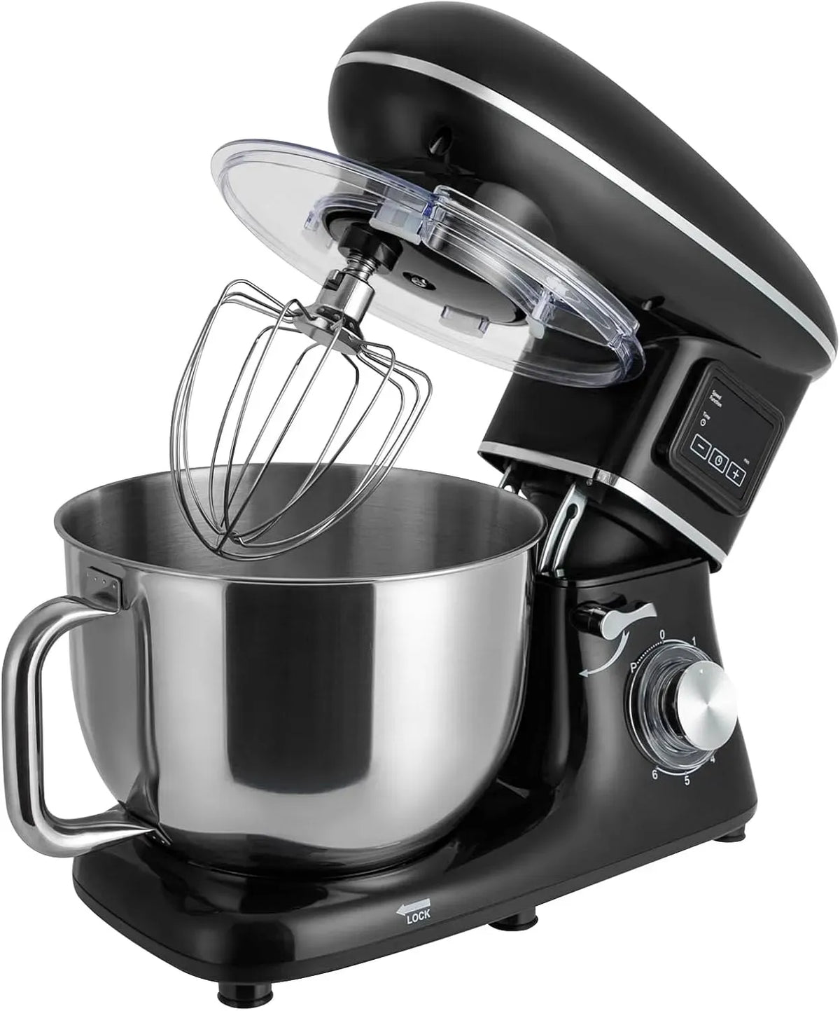 Küchenmaschine, 6.2 L, LCD-Display, Schwarz, Küchenroboter, Küchenmaschinen Mit LCD Und Timing-Funktion