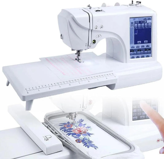 7-Zoll-LED-Touchscreen Stickmaschine, Nähmaschine, elektrische Nähmaschine, Stickautomat, 132 Stiche, Touch-Bedienung, für Heimstickerei