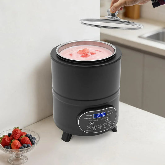 Frischkäsebereiter, Joghurtbereiter, Topf, 8 L, Touch-Bedienung, Edelstahl, Schwarz, für Joghurt