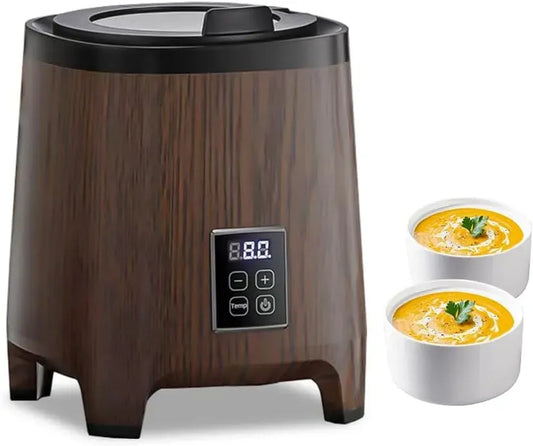 Suppenwärmer, Suppentopf, 10 L, 400 W, Gastronomie, herausnehmbar, Edelstahl, Wärmefunktion, Holz, für Buffet Catering Gastro Party