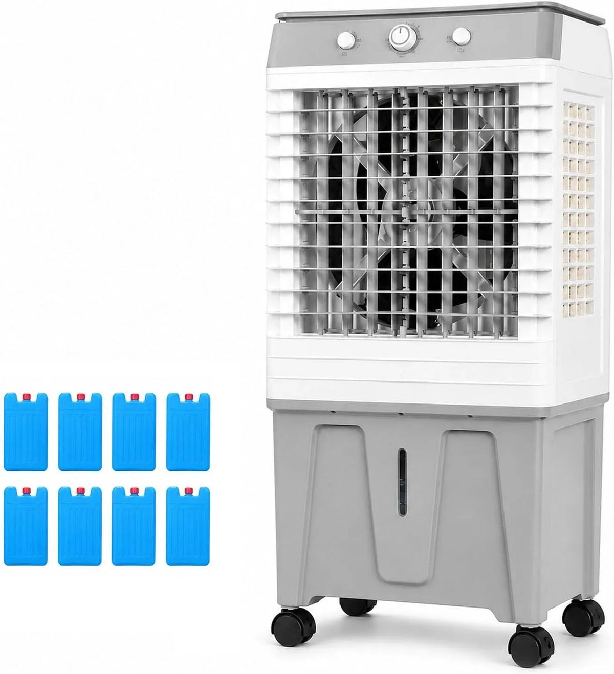 Verdunstungskühler, 70 L, 6000 m³/h, Transportrollen, Oszillation, großer Wassertank, 3 Stufen, kabellos, für Lager