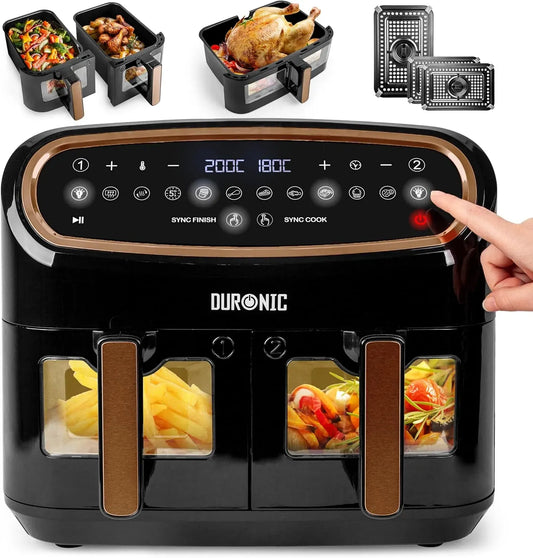 Heißluftfritteuse, Duronic AF34, elektrische Fritteuse ohne Öl, BG Air Fryer XXL Dual Zone Heißluftfritteuse für Familien