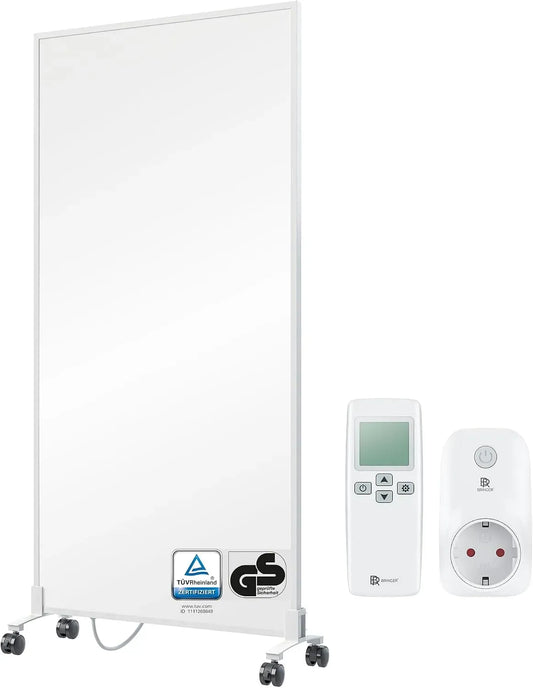 Smartes Thermostat, 1200 W, Transportrollen, Weiß, BR Bringer Infrarotheizung Standgerät, TÜV & GS