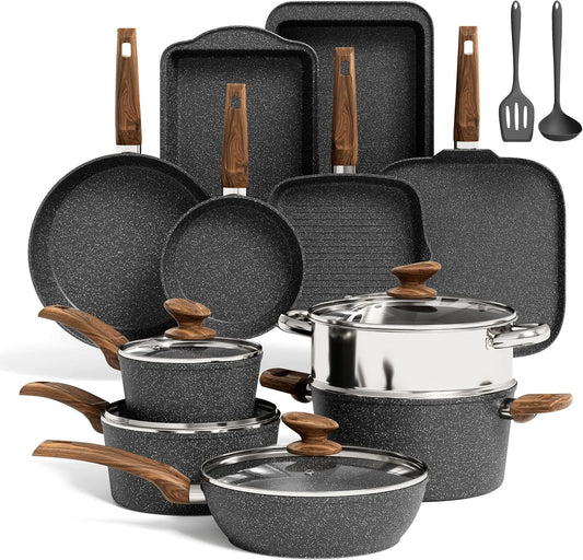 17-teiliges Topf, Antihaftbeschichtung, induktionsgeeignet, Wärmefunktion, Glas, für Induktion, Kitchen