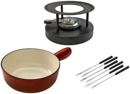 Käsefondue, 24 cm, Schwarz, Käsefondue Set Caquelon Induktion Guss Ø 24 cm rot