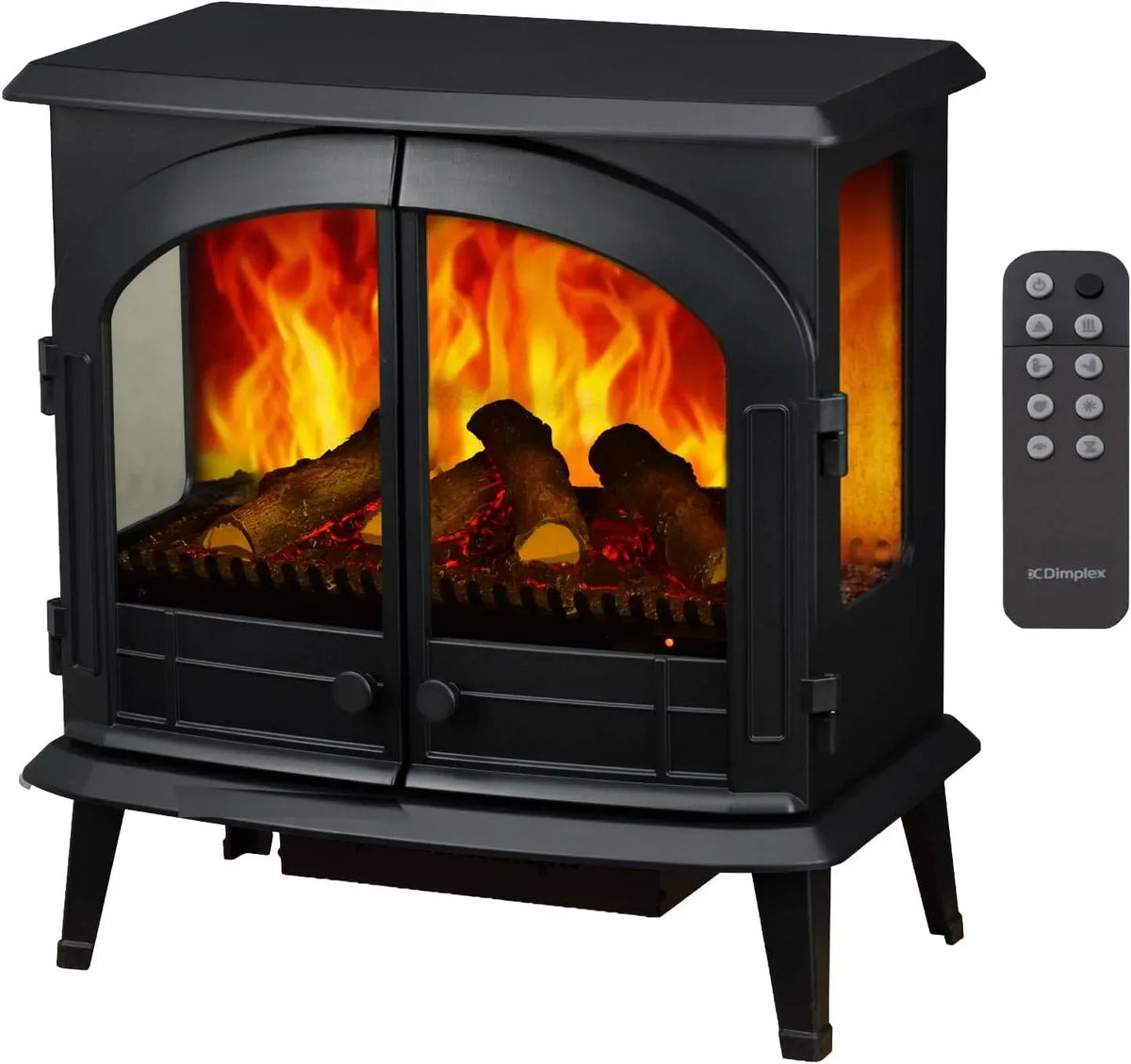 Elektroheizung, Dimplex 3-Seitiger, LED Kamin mit Optiflame Flammeneffekt, Fernbedienung und App