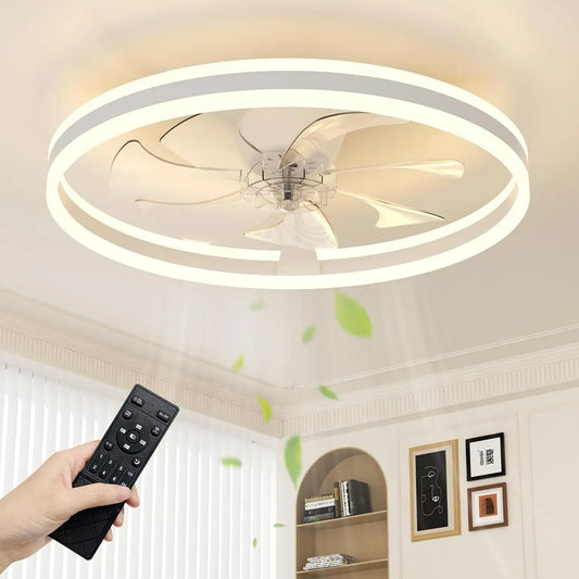 Ventilator, 60CM, NIORSUN, Weiß, Ventilator zur Luftzirkulation, LED Deckenventilator mit Beleuchtung 60CM